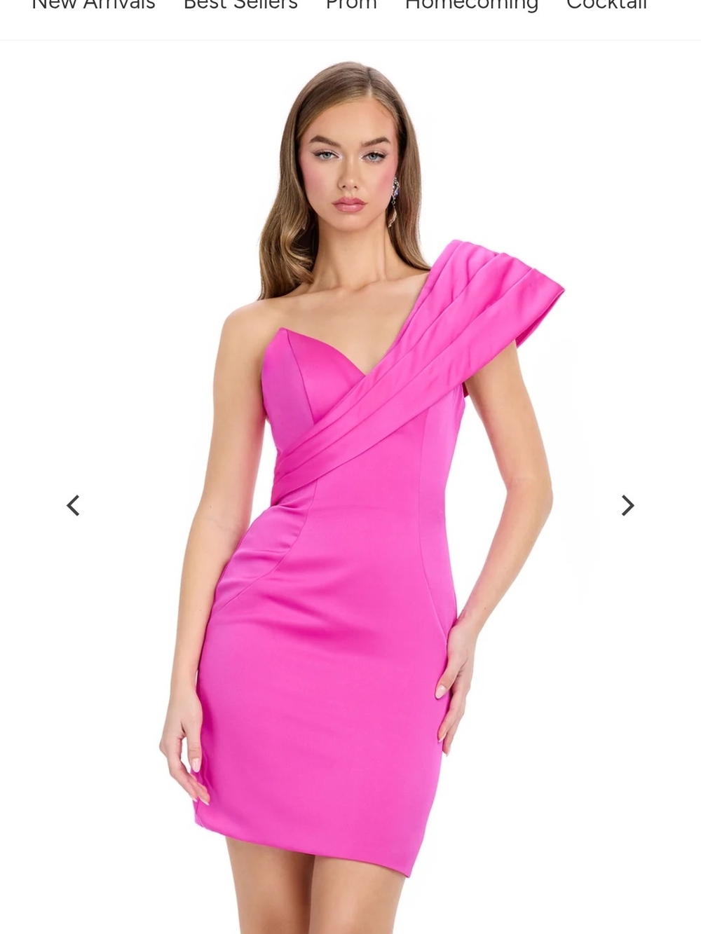 ASHLEYlauren One-Shoulder Fuchsia Cocktail Dress NWT